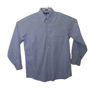 2/$30 Tommy Hilfiger Button Down Dress Shirt Blue Stripes Long Sleeves Mens 16 1